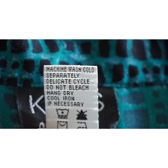Koos of Course Top Womens Size S Wearable Art Button Up Blouse Teal Black Gray L - Picture 13 of 13